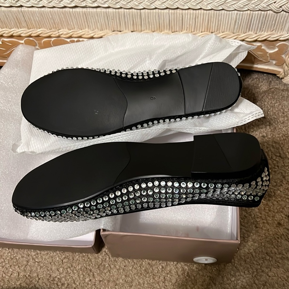 KaroNairy Rhinestone Sparkly Ballet Flats Mesh Black Shoes 9 NWT - Picture 12 of 16